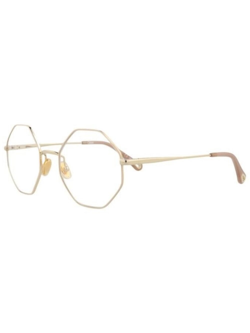 New Chloé Womens Square/Rectangle Nude Gold Transparent Fashion Designer Eyeglas